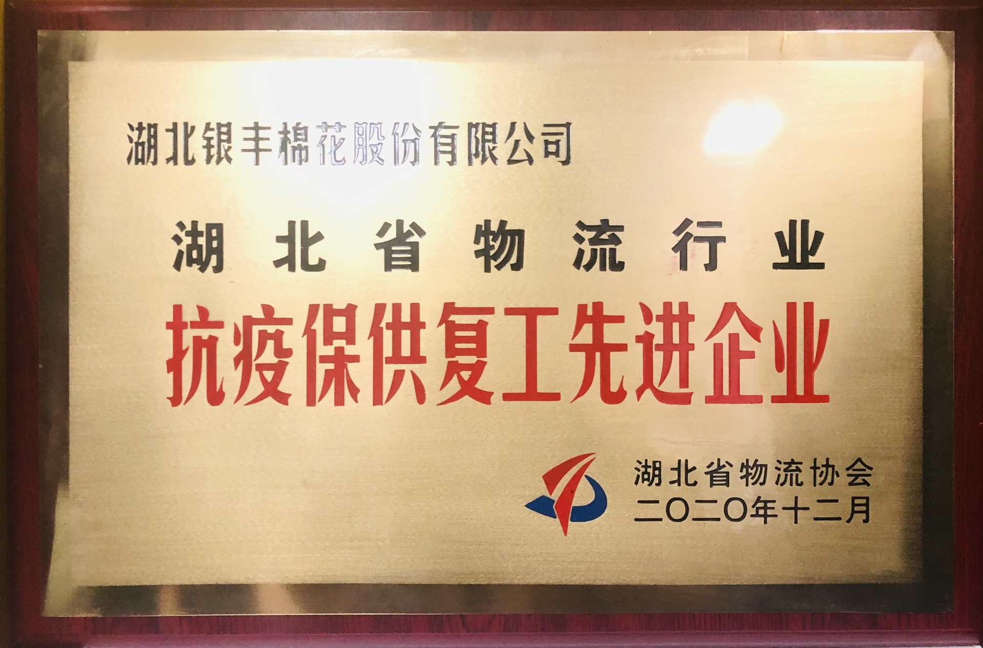 湖北省物流行业抗疫保供复工先进企业